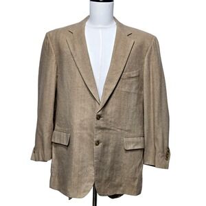 Brooks Brothers Blazer Mens 46 Camel Hair Sport Coat Herringbone Made USA Jacket